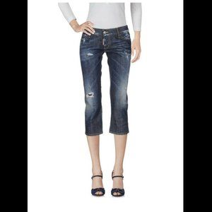 Dsquared2 Womens Cropped Jeans Size 38 XS Destroyed Denim